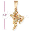 Dije Religioso 5.182.020 Oro Laminado, Diseño de Angel, Pulido, Tono Dorado