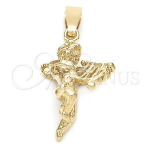 Dije Religioso 5.182.020 Oro Laminado, Diseño de Angel, Pulido, Tono Dorado