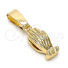 Dije Religioso 5.182.036 Oro Laminado, Diseño de Manos, Diamantado, Tono Dorado
