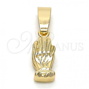 Dije Religioso 5.182.036 Oro Laminado, Diseño de Manos, Diamantado, Tono Dorado