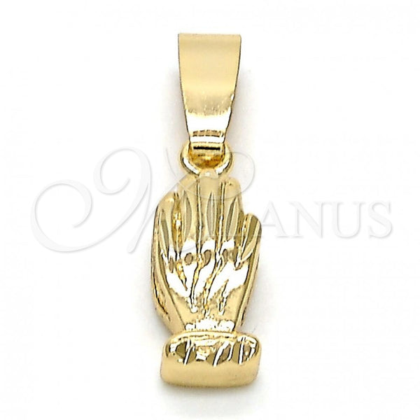 Dije Religioso 5.182.036 Oro Laminado, Diseño de Manos, Diamantado, Tono Dorado