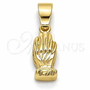 Dije Religioso 5.182.036 Oro Laminado, Diseño de Manos, Diamantado, Tono Dorado
