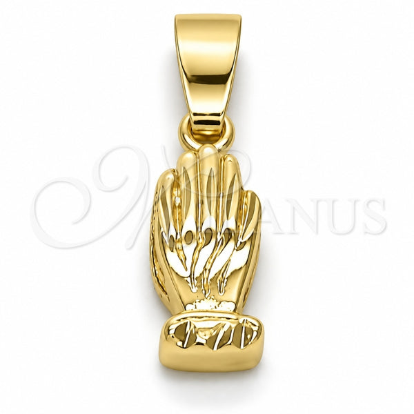 Dije Religioso 5.182.036 Oro Laminado, Diseño de Manos, Diamantado, Tono Dorado