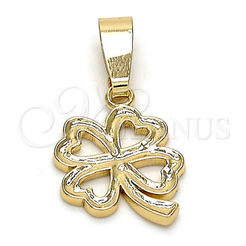 Dije Elegante 5.179.036 Oro Laminado, Diseño de Trébol de Cuatro Hojas, Pulido, Tono Dorado
