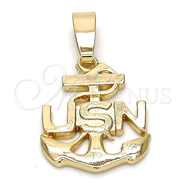 Dije Elegante 5.182.038 Oro Laminado, Diseño de Ancla, Pulido, Tono Dorado
