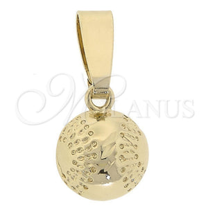 Dije Elegante 5.183.033 Oro Laminado, Diseño de Bola, Diamantado, Tono Dorado
