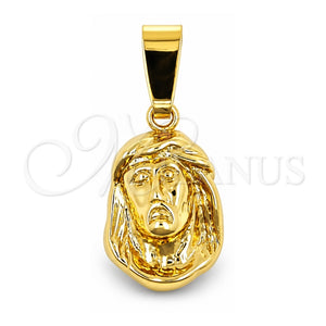 Dije Religioso 5.199.037 Oro Laminado, Diseño de Jesus, Pulido, Tono Dorado