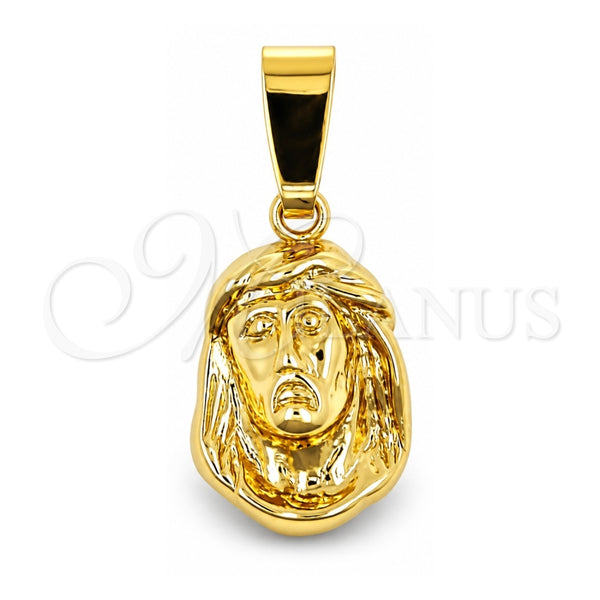 Dije Religioso 5.199.037 Oro Laminado, Diseño de Jesus, Pulido, Tono Dorado