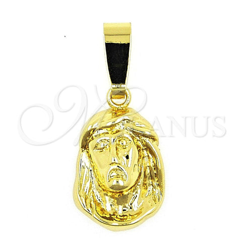 Dije Religioso 5.199.037 Oro Laminado, Diseño de Jesus, Pulido, Tono Dorado