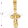 Dije Religioso 5.190.031 Oro Laminado, Diseño de Crucifijo, Pulido, Tono Dorado