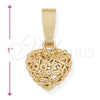 Dije Elegante 5.179.018 Oro Laminado, Diseño de Corazón, Pulido, Tono Dorado