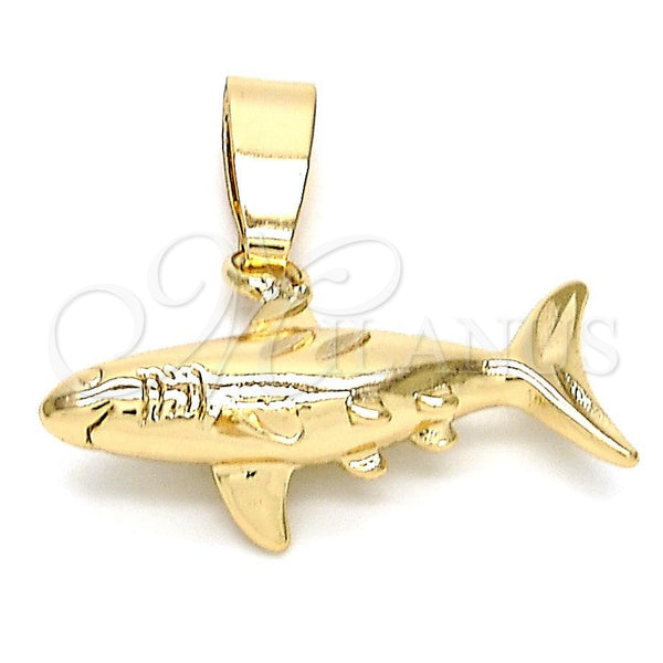 Dije Elegante 5.180.039 Oro Laminado, Diseño de Pescado, Pulido, Tono Dorado