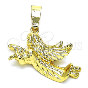 Dije Religioso 5.183.003 Oro Laminado, Diseño de Angel, Pulido, Tono Dorado