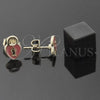 Arete Dormilona 02.64.0203 *PROMO* Oro Laminado, Diseño de Corazón, Esmaltado Naranja, Tono Dorado