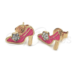 Arete Dormilona 02.64.0209 *PROMO* Oro Laminado, Diseño de Zapato, Esmaltado Naranja, Tono Dorado