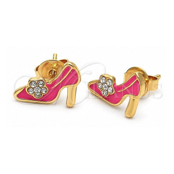 Arete Dormilona 02.64.0209 *PROMO* Oro Laminado, Diseño de Zapato, Esmaltado Naranja, Tono Dorado