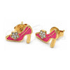 Arete Dormilona 02.64.0209 *PROMO* Oro Laminado, Diseño de Zapato, Esmaltado Naranja, Tono Dorado