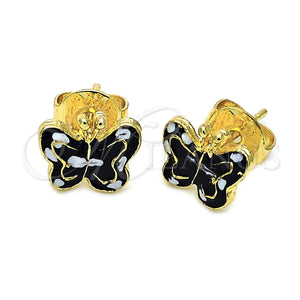 Arete Dormilona 5.126.095 *PROMO* Oro Laminado, Diseño de Mariposa, Esmaltado, Tono Dorado