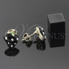 Arete Dormilona 5.126.093 *PROMO* Oro Laminado, Diseño de Fresa, Esmaltado Negro, Tono Dorado