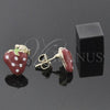 Arete Dormilona 5.126.091 *PROMO* Oro Laminado, Diseño de Fresa, Esmaltado Multicolor, Tono Dorado