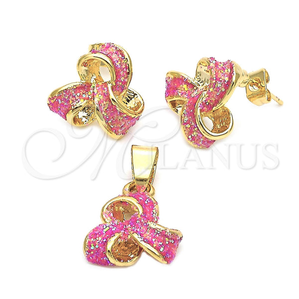 Juego de Arete y Dije de Adulto 5.052.005 Oro Laminado, Esmaltado, Tono Dorado