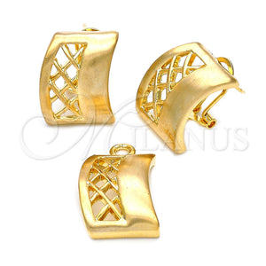 Juego de Arete y Dije de Adulto 5.047.006 Oro Laminado, con Blanca Cristal, Pulido, Tono Dorado