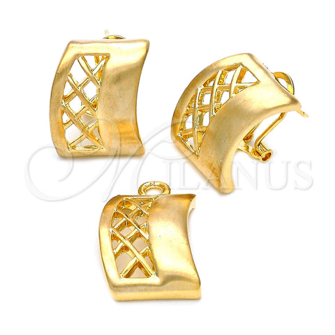 Juego de Arete y Dije de Adulto 5.047.006 Oro Laminado, con Blanca Cristal, Pulido, Tono Dorado