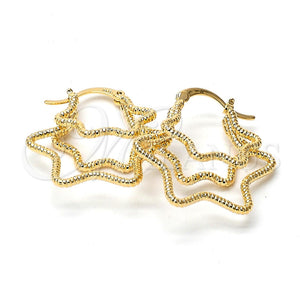 Argolla Pequeña 5.147.046 Oro Laminado, Diseño de Estrella, Diamantado, Tono Dorado