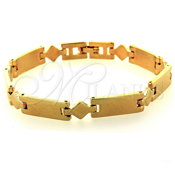 Pulsera Solida 03.63.0533 Oro Laminado, Diamantado, Tono Dorado (08 MM Thickness, 8 Inches Length)