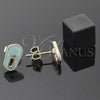 Arete Dormilona 02.64.0227 *PROMO* Oro Laminado, Diseño de Zapato, Esmaltado Turquesa, Tono Dorado