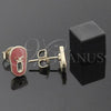Arete Dormilona 02.64.0228 *PROMO* Oro Laminado, Diseño de Zapato, Esmaltado Naranja, Tono Dorado