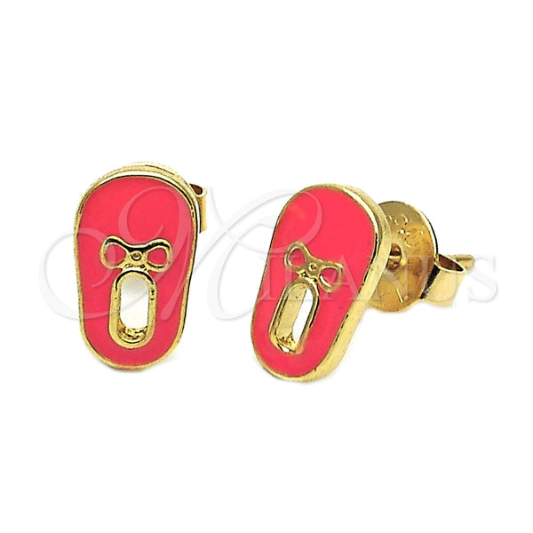 Arete Dormilona 02.64.0228 *PROMO* Oro Laminado, Diseño de Zapato, Esmaltado Naranja, Tono Dorado