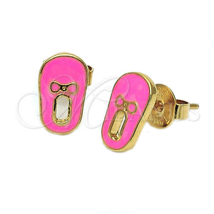 Arete Dormilona 02.64.0231 *PROMO* Oro Laminado, Diseño de Zapato, Esmaltado Rosado, Tono Dorado