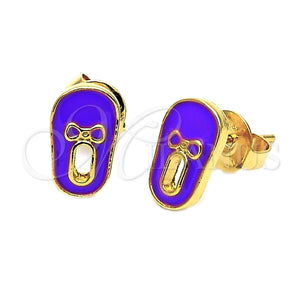 Arete Dormilona 02.64.0232 *PROMO* Oro Laminado, Diseño de Zapato, Esmaltado, Tono Dorado