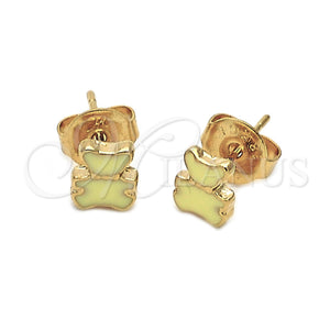 Arete Dormilona 02.64.0239 *PROMO* Oro Laminado, Diseño de Osito, Esmaltado Amarillo, Tono Dorado