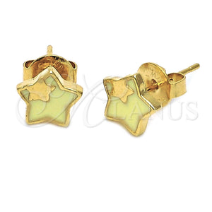 Arete Dormilona 02.64.0244 *PROMO* Oro Laminado, Diseño de Estrella, Esmaltado Acqua, Tono Dorado