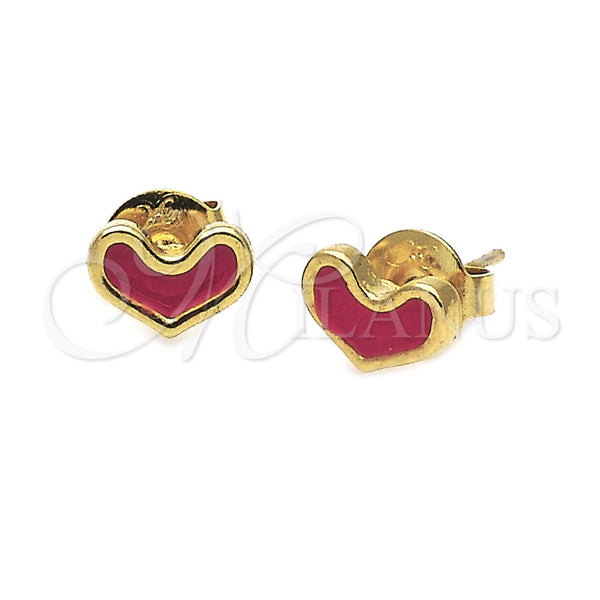 Arete Dormilona 02.64.0251 *PROMO* Oro Laminado, Diseño de Corazón, Esmaltado Rojo, Tono Dorado