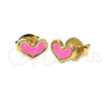 Arete Dormilona 02.64.0252 *PROMO* Oro Laminado, Diseño de Corazón, Esmaltado Rosado, Tono Dorado