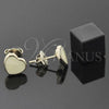 Arete Dormilona 02.64.0256 *PROMO* Oro Laminado, Diseño de Corazón, Esmaltado Amarillo, Tono Dorado