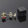 Arete Dormilona 02.64.0301 *PROMO* Oro Laminado, Diseño de Estrella, Esmaltado Naranja, Tono Dorado