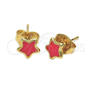 Arete Dormilona 02.64.0301 *PROMO* Oro Laminado, Diseño de Estrella, Esmaltado Naranja, Tono Dorado