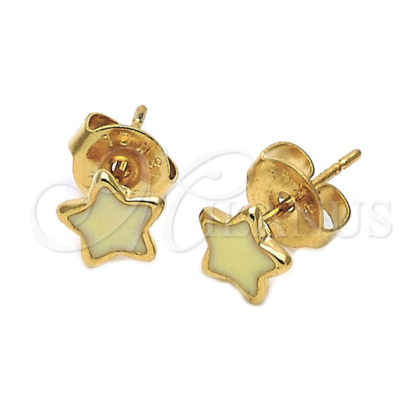 Arete Dormilona 02.64.0302 *PROMO* Oro Laminado, Diseño de Estrella, Esmaltado Amarillo, Tono Dorado