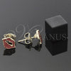 Arete Dormilona 02.64.0306 *PROMO* Oro Laminado, Diseño de Labios, Esmaltado Rojo, Tono Dorado