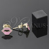 Arete Dormilona 02.64.0307 *PROMO* Oro Laminado, Diseño de Labios, Esmaltado Rosado, Tono Dorado