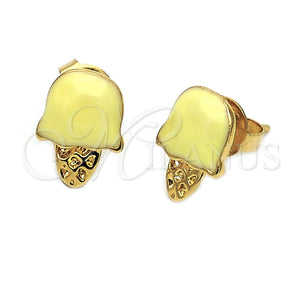 Arete Dormilona 02.64.0308 *PROMO* Oro Laminado, Diseño de Helado, Esmaltado Amarillo, Tono Dorado