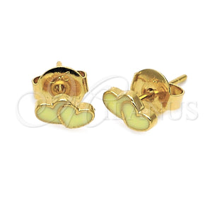Arete Dormilona 02.64.0325 *PROMO* Oro Laminado, Diseño de Corazón, Esmaltado Amarillo, Tono Dorado