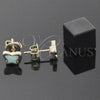 Arete Dormilona 02.64.0367 *PROMO* Oro Laminado, Diseño de Mariposa, Esmaltado Turquesa, Tono Dorado
