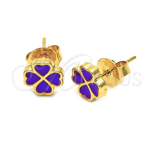 Arete Dormilona 02.64.0384 *PROMO* Oro Laminado, Diseño de Flor, Esmaltado, Tono Dorado