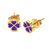 Arete Dormilona 02.64.0384 *PROMO* Oro Laminado, Diseño de Flor, Esmaltado, Tono Dorado