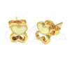 Arete Dormilona 02.64.0387 *PROMO* Oro Laminado, Diseño de Corazón, Esmaltado Negro, Tono Dorado
